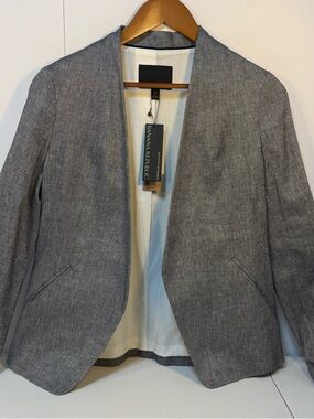 NWT Banana Republic Gray Open Front Blazer Petite 4P Work Career Jacket